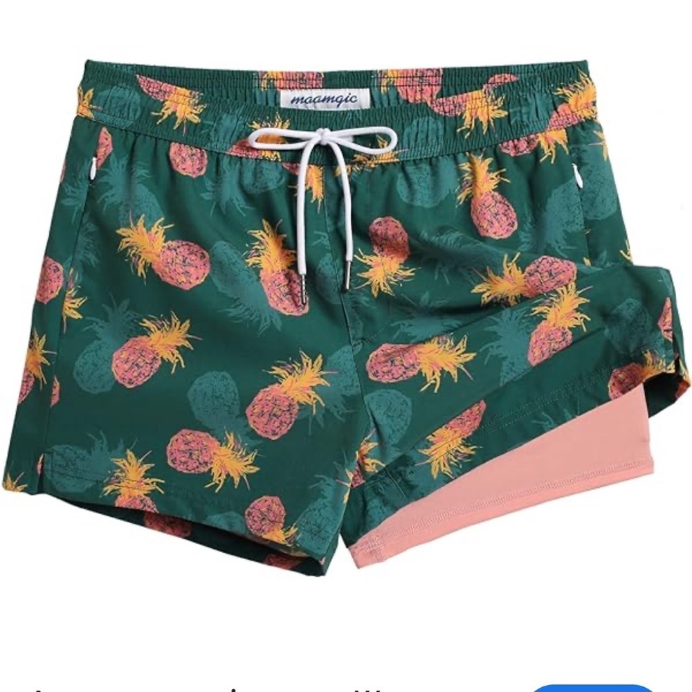 maamgic Mens Swim Trunks with Compression Liner Short Swimsuit S